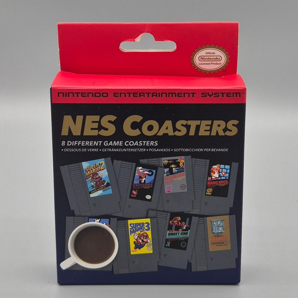 Nintendo NES Cartridge Coasters 8 Pack Retro Gaming Super Mario Zelda Paladone